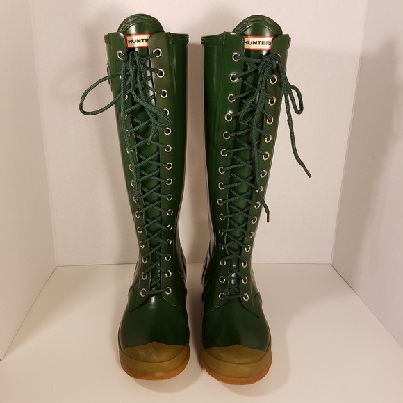 Hunter Shoes - Hunter Green Watling Lace-Up Rain Boots